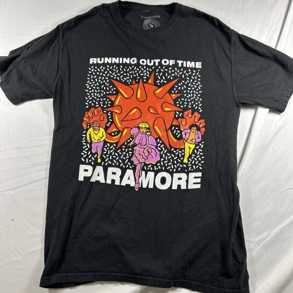 Paramore Running Out Of Time Black Band Tshirt Graphic Tee Shirt Size M Cotton